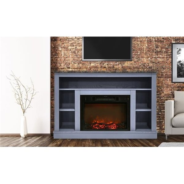 Cambridge Cambridge CAM5021-1SBL 47 in. Electric Fireplace with 1500W Charred Log Insert & AV Storage Mantel in Slate Blue CAM5021-1SBL